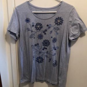 Laura Scott blue tee shirt
